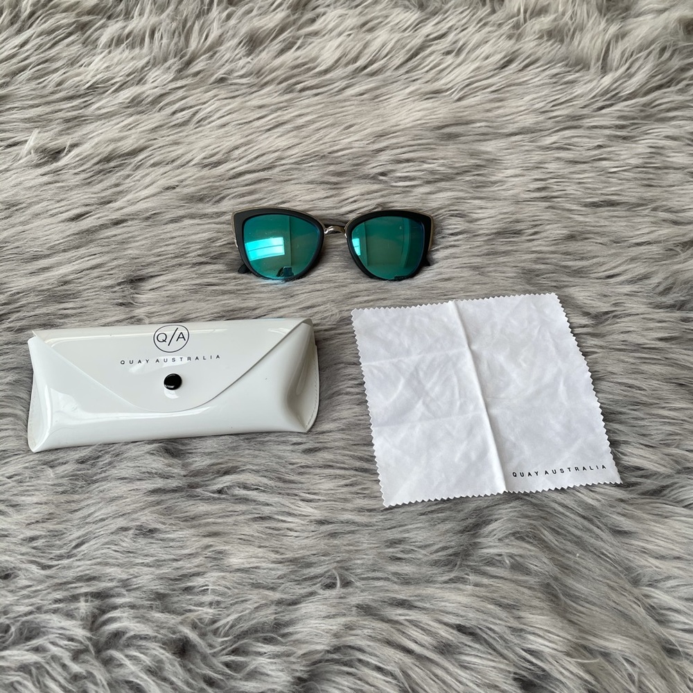 Quay Blue Mirrored Honey Cat Eye Sunglasses